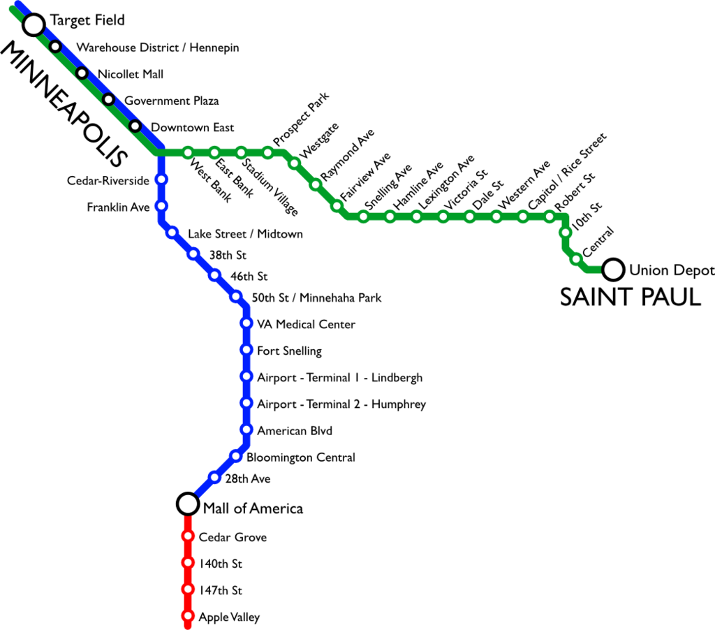 Twin Cities LRT system map