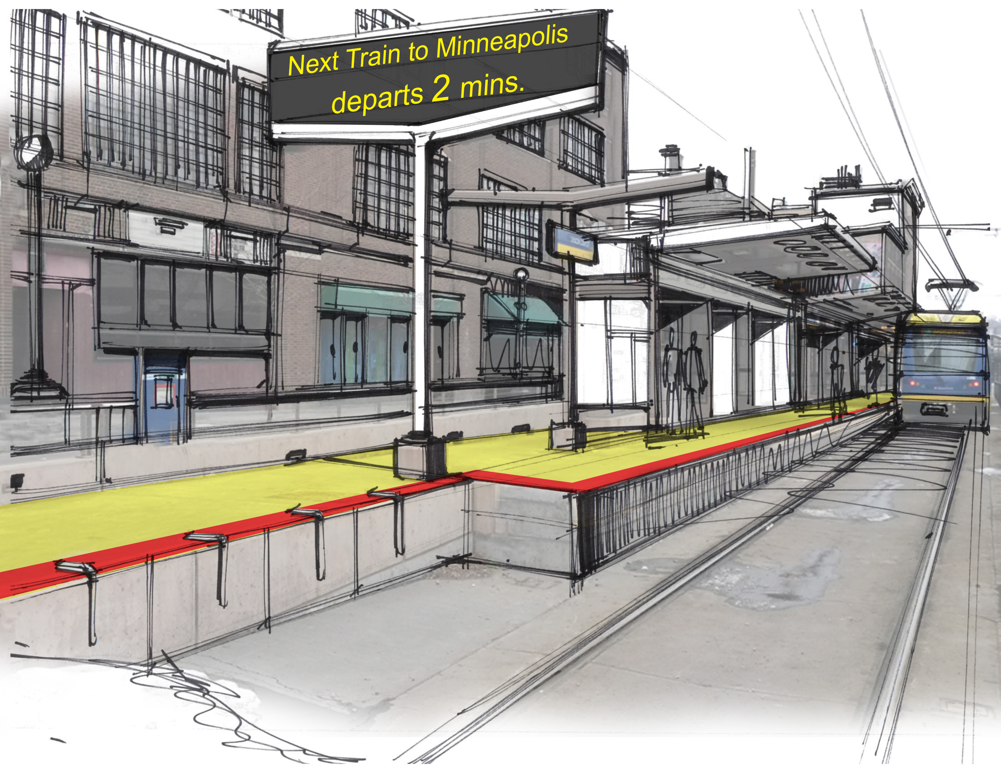 Redesigned next train departure display