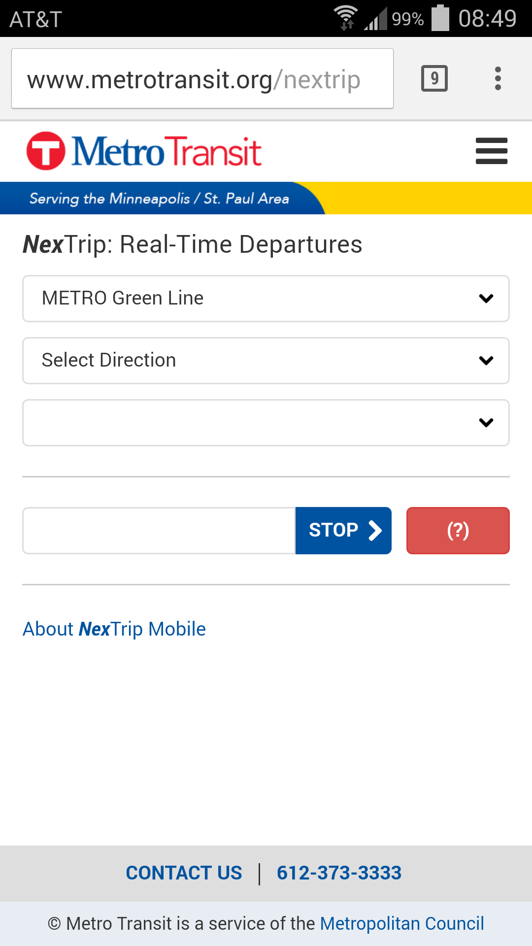NexTrip selection screen /#1