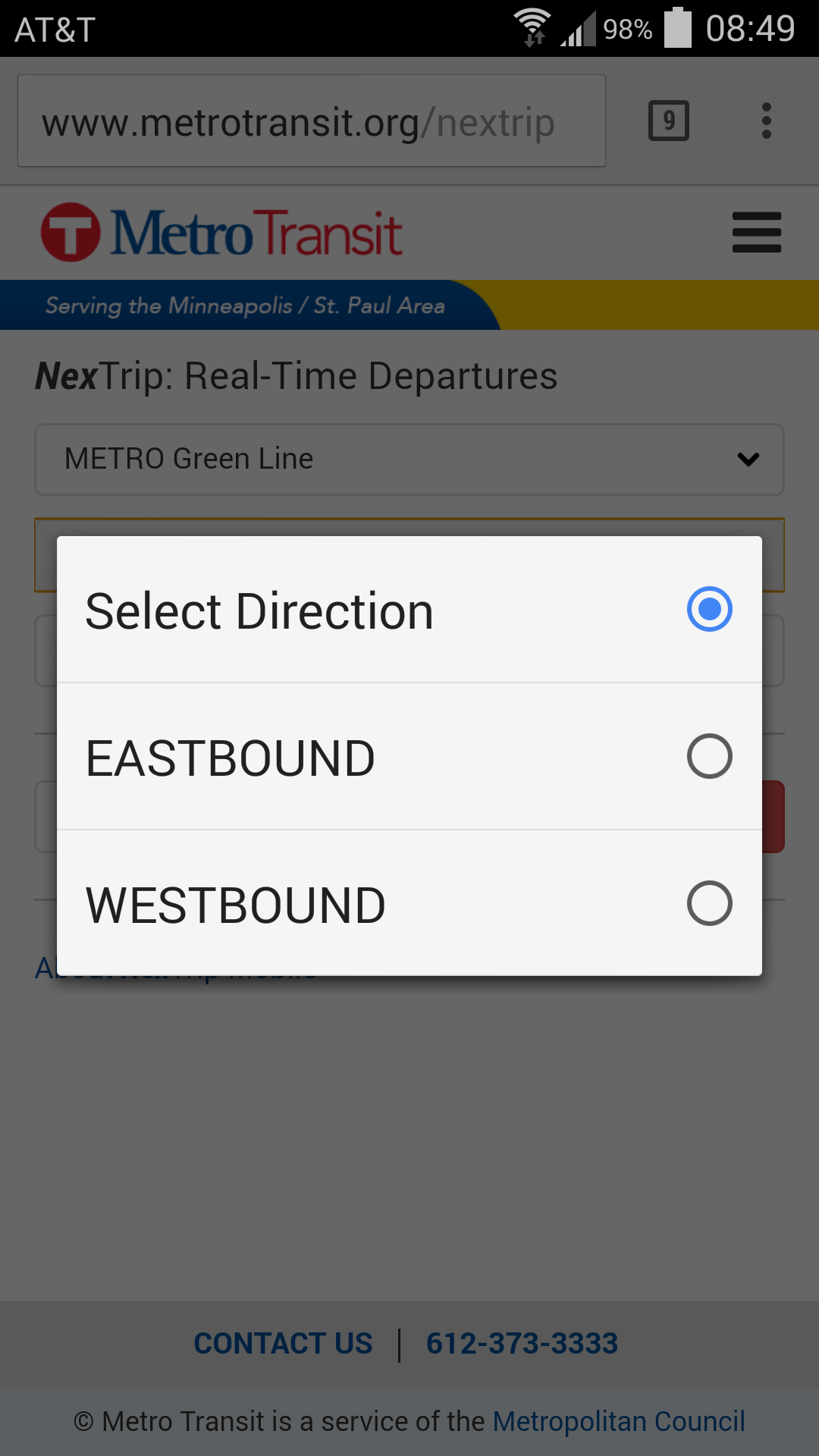 NexTrip select direction