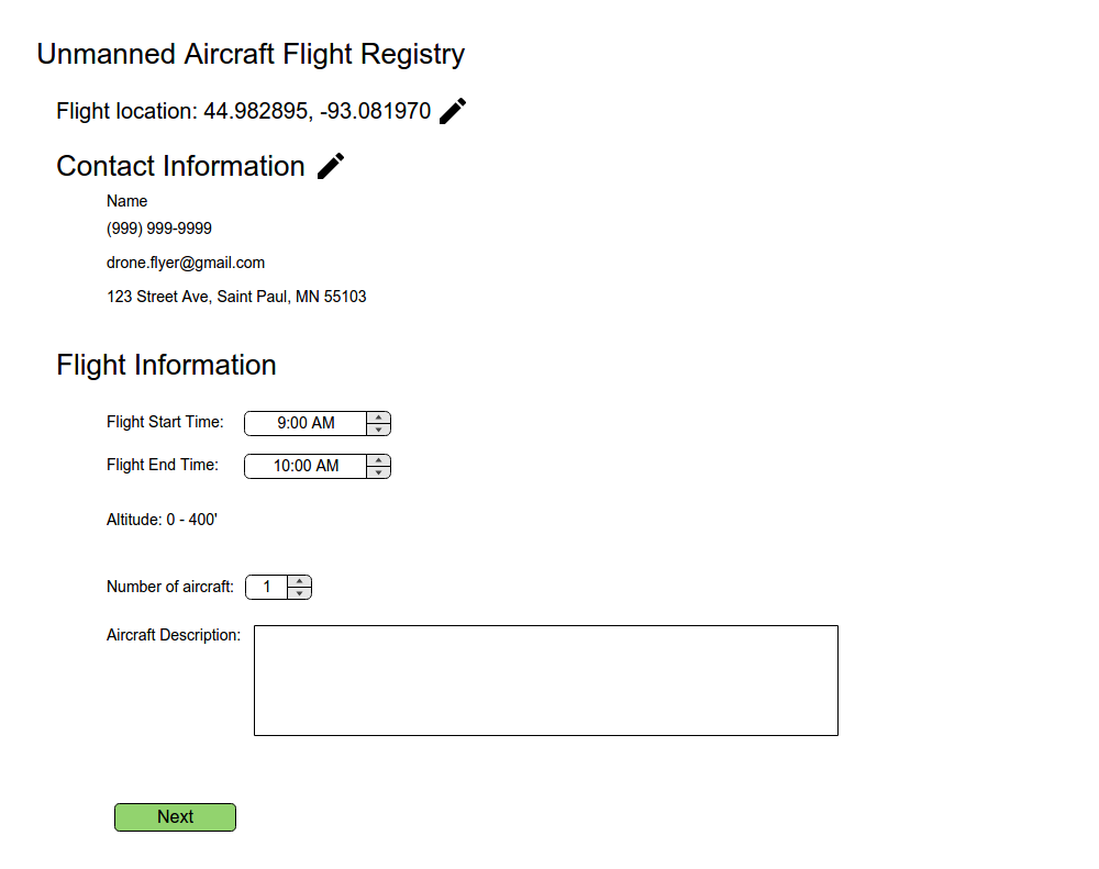 Flight information form