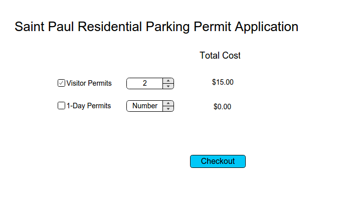 Special permit selection screen